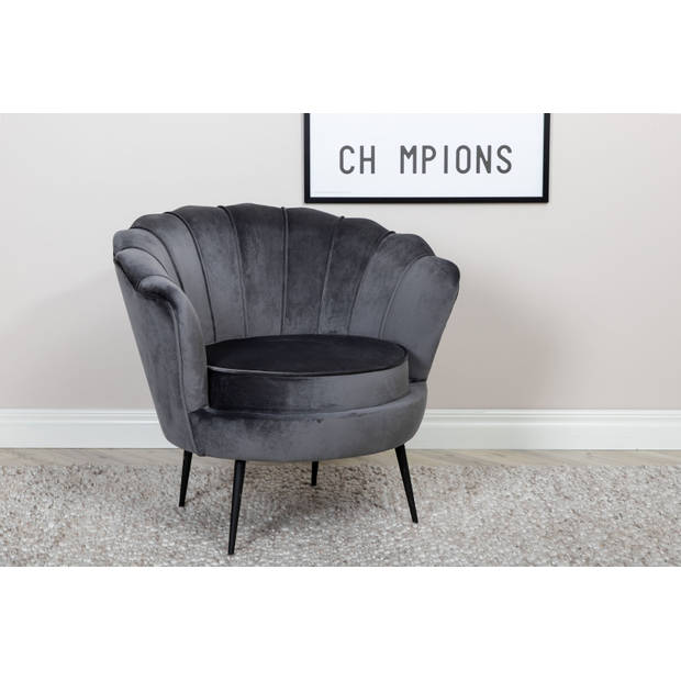 Calais fauteuil velours donkergrijs.