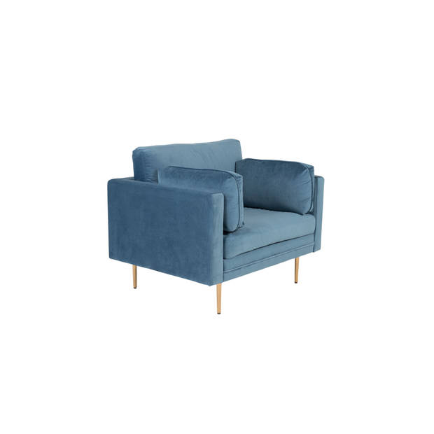 Boom fauteuil velours blauw.