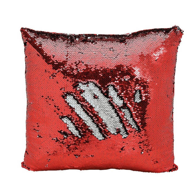 Set van 2x kussens rood metallic met pailletten 40 x 40 cm - Sierkussens