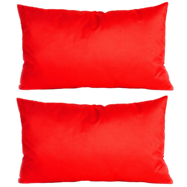 2x stuks buiten/woonkamer/slaapkamer kussens in het rood 30 x 50 cm - Sierkussens