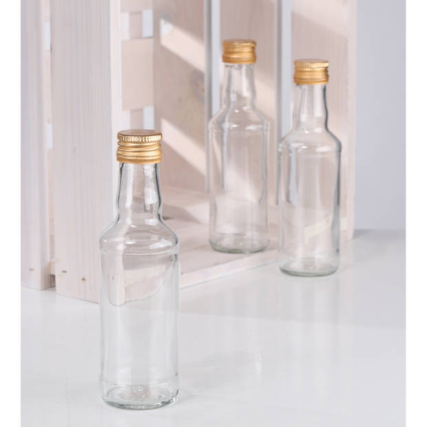 Set van 10x stuks 1x kleine glazen flesjes met schroefdop van 200 ml - Bruiloft bedankjes - Karaffen