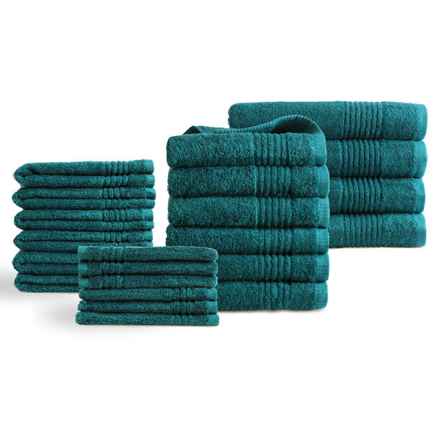 Handdoeken 22 delig set - Supreme - OEKO-TEX Made in Green - 600 g/m2 zacht katoen - mozaiek