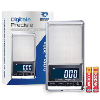 Precisie Weegschaal Keuken Digitaal - Keukenweegschaal - 0,01 tot 200 Gram - Incl. batterij!