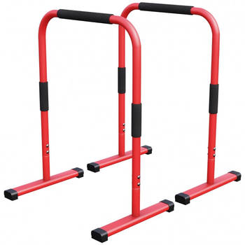 Gorilla Sports Dip Bars Deluxe Rood - Push up stand bar