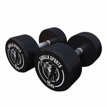 Gorilla Sports Dumbbell set 30 kg - Halterset - 2x15 kg - Dumbells - Gietijzer