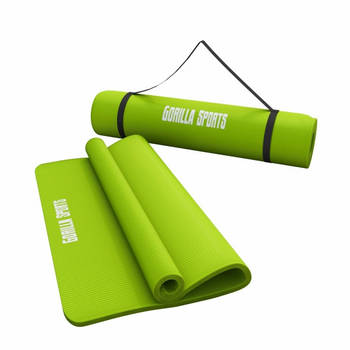 Gorilla Sports Yogamat Deluxe (190 x 100 x 1,5 cm) - Yoga Mat - limegroen