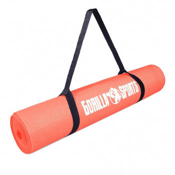 Gorilla Sports Yogamat - Fitnessmat - PVC - 180 x 60 x 0,5 Koraal Rood