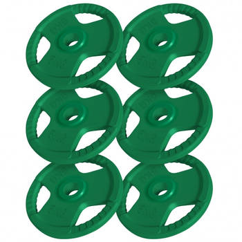 Gorilla Sports Halterschijven Set - Bundel - 30 kg - 6 x 5 kg - Gripper Gietijzer Rubber Coating - 50 mm