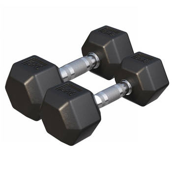 Gorilla Sports Dumbbels - Set 14 kg - 6 & 8 kg - Hexagon - Gietijzer