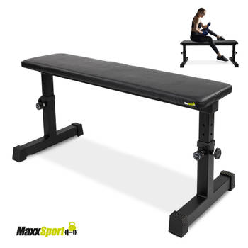 MaxxSport Vlakke halterbank - Trainingsbank - Flat Bench - Trainingsbank - verstelbaar in hoogte - 110x45cm