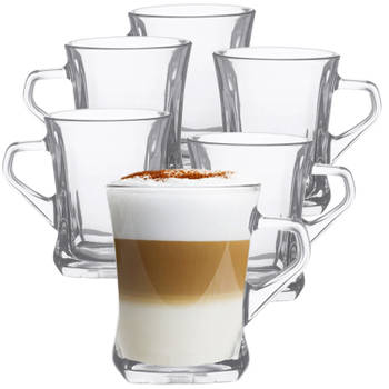 Luxe Latte Macchiato - Koffieglazen - Cappuccino Glazen - Cappuccino Kop - Latte Glazen - 250 ML - Set Van 6