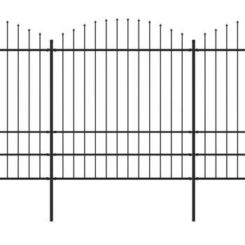 The Living Store Stalen tuinhek - 10.2 m - zwart - (1.75 - 2) m - robuust staal - privacy en veiligheid