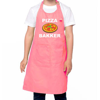 Pizza bakker schort/ keukenschort roze voor jongens en meisjes - Bakken met kinderen - Feestschorten
