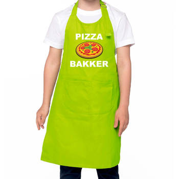 Pizza bakker schort/ keukenschort groen voor jongens en meisjes - Bakken met kinderen - Feestschorten