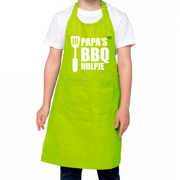 Papa s BBQ hulpje Barbecue schort kinderen/ bbq keukenschort kind groen voor jongens en meisjes - Feestschorten
