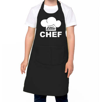 Little chef Keukenschort kinderen/ kinder schort zwart voor jongens en meisjes - Feestschorten
