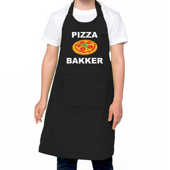 Pizza bakker schort/ keukenschort zwart voor jongens en meisjes - Bakken met kinderen - Feestschorten