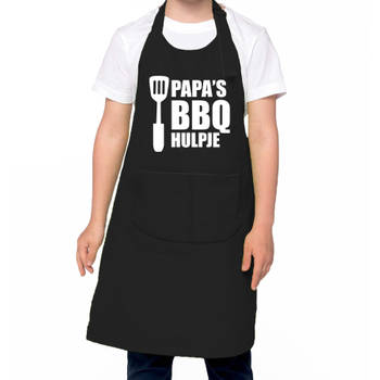 Papa s BBQ hulpje Barbecue schort kinderen/ bbq keukenschort kind zwart voor jongens en meisjes - Feestschorten