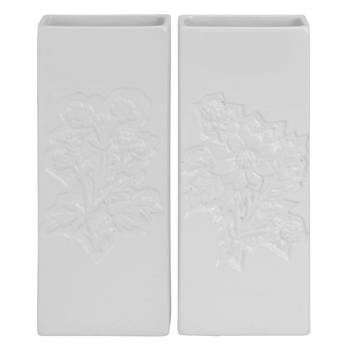 2x Witte verwarming verdamper 20 cm met bloem relief - Luchtbevochters