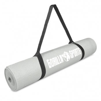 Gorilla Sports Yogamat - Fitnessmat - PVC - 180 x 60 x 0,5 - Grijs