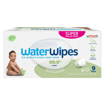 Waterwipes - Snoetenpoetser Soapberry - 9 x 60 Babydoekjes - 99,9% water *Plastic Vrij