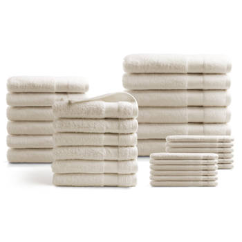 Handdoeken 30 delig set - Hotel Collectie - 100% katoen - crème