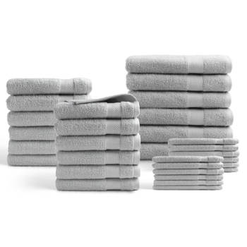 Handdoeken 30 delig set - Hotel Collectie - 100% katoen - licht grijs