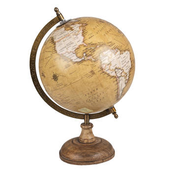 Clayre & Eef Wereldbol Ø 22x37 cm Geel Hout Ijzer Globe Geel Globe