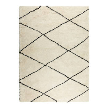 berber vloerkleed hoogpolig wit/zwart - scandinavisch - nea - interieur05