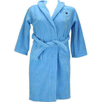 Fleece badjas van Kwikki met capuchon - 10 – 12 jaar - Zacht blauw