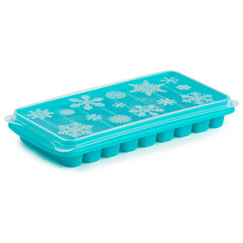 Tray met Flessenhals ijsblokjes/ijsklontjes staafjes vormpjes 10 vakjes kunststof blauw - IJsblokjesvormen