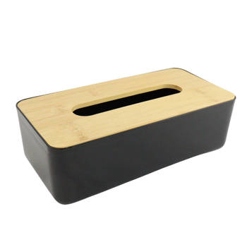 OTIX Tissue box - Houder - Zwart - 26x13.2x8.8 cm - Bamboe en kunststof