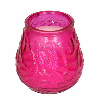 Windlicht geurkaars - roze glas - 48 branduren - citrusgeur - geurkaarsen