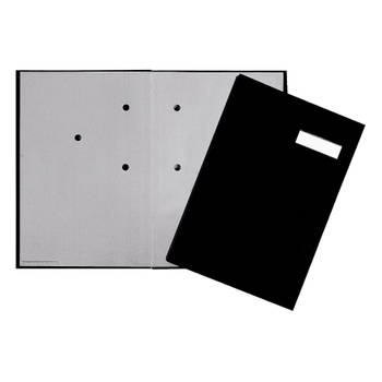 Handtekeningenmappen linnen zwart, indeling: 20 vakken, omslag: linnen