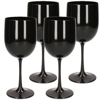 6x stuks onbreekbaar wijnglas zwart kunststof 48 cl/480 ml - Wijnglazen