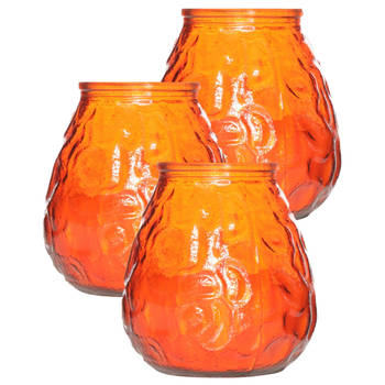 Set van 3x stuks oranje Lowboy buiten tafel sfeer kaarsen 10 cm 40 branduren in glas - Waxinelichtjes