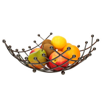 Metalen fruitmand/fruitschaal zwart vierkant 31 x 31 x 13 cm - Fruitschalen