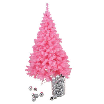 Kunst kerstboom/kunstboom roze 150 cm - Kunstkerstboom