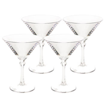 4x stuks onbreekbaar martini glas transparant kunststof 20 cl/200 ml - Cocktailglazen