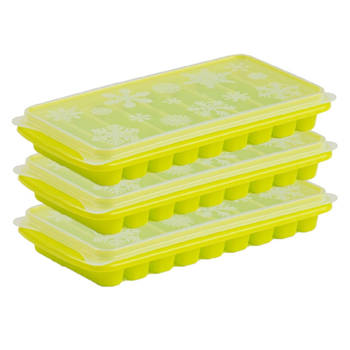 3x stuks Trays met Flessenhals ijsblokjes/ijsklontjes staafjes vormpjes 10 vakjes kunststof groen - IJsblokjesvormen