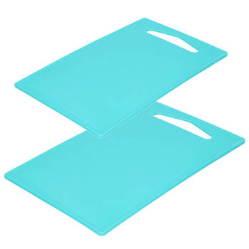 Kunststof snijplanken set van 2x stuks blauw 27 x 16 en 36 x 24 cm - Snijplanken