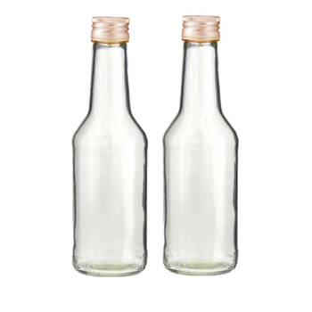 Set van 10x stuks 1x kleine glazen flesjes met schroefdop van 200 ml - Bruiloft bedankjes - Karaffen