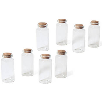 16x Kleine decoratieve glazen flesjes met kurken dop 12 ml - Decoratieve flessen