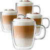 Luxe Latte Macchiato Glazen Dubbelwandig - Koffieglazen met oor - Cappuccinoglazen - Theeglas 350 ML - Set Van 4