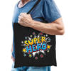 Super hero popart katoenen tas zwart voor volwassenen - cadeau tasjes - Feest Boodschappentassen