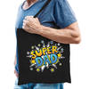 Super dad popart katoenen tas zwart voor heren - cadeau tasjes - Feest Boodschappentassen