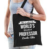 Worlds greatest professor tas zwart volwassenen - werelds beste hoogleraar cadeau tas - Feest Boodschappentassen