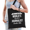 Worlds greatest journalist tas zwart volwassenen - werelds beste journalist cadeau tas - Feest Boodschappentassen