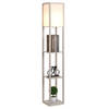 Vloerlamp - Staande lamp - Stalamp - Met opbergruimte - 26L x 26B x 160H cm - Wit/Eiken