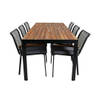 Bois tuinmeubelset tafel 90x205cm en 6 stoel Dallas zwart, naturel.